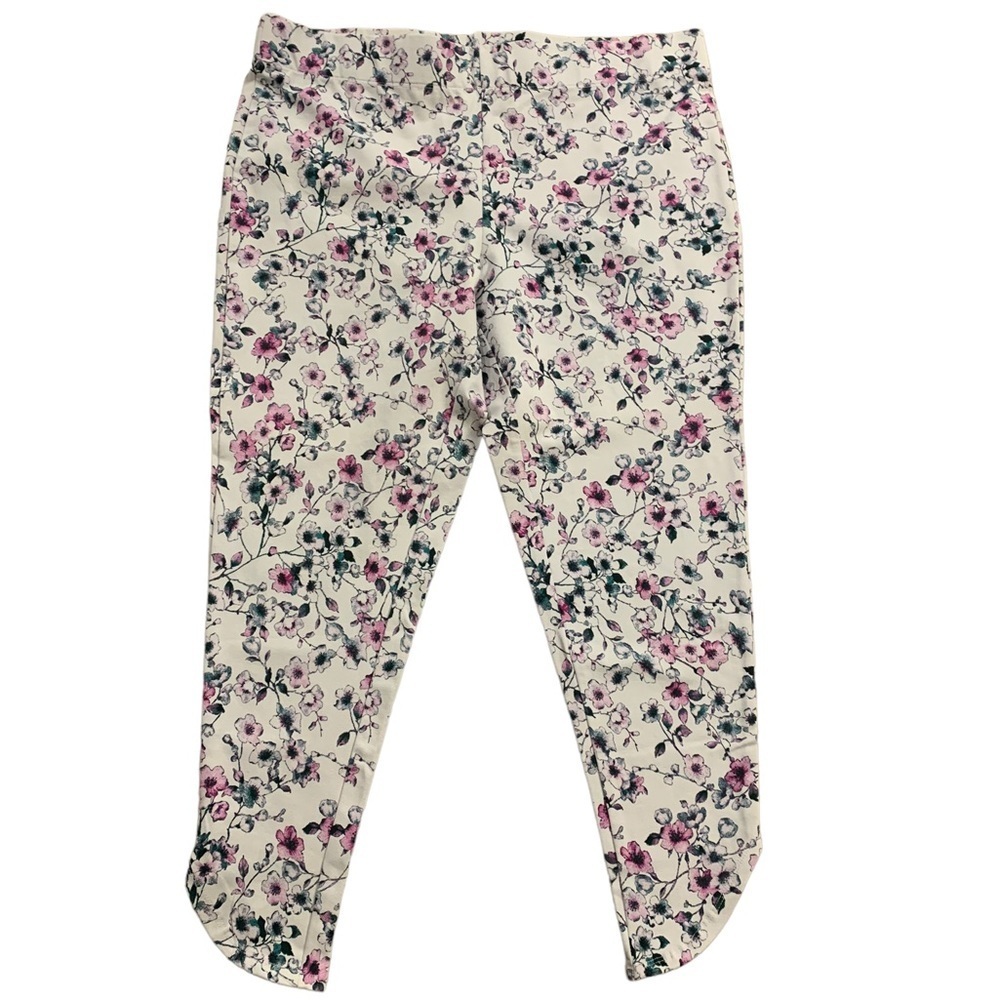Slimming Options | Floral Print Leggings Mew With Tags Size XL Cream Purple